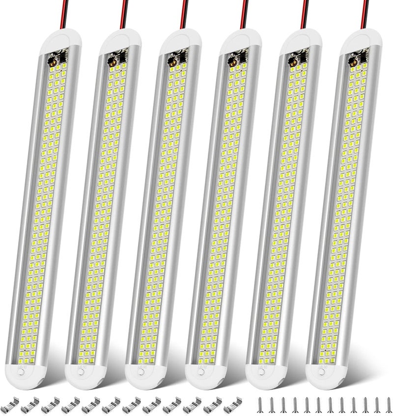 CT CAPETRONIX 12v LED Interior Light Bar, 120LEDs 1500LM 8W DC 12 Volt led Strip Lights with ON/Off Switch, for Enclosed Cargo Trailer, Car RV Van Truck Lorry Camper Boat Caravan Motorhome (6Pack) - Image 1